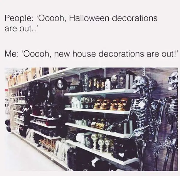 Halloween decorations that double up as decorations for a goths home