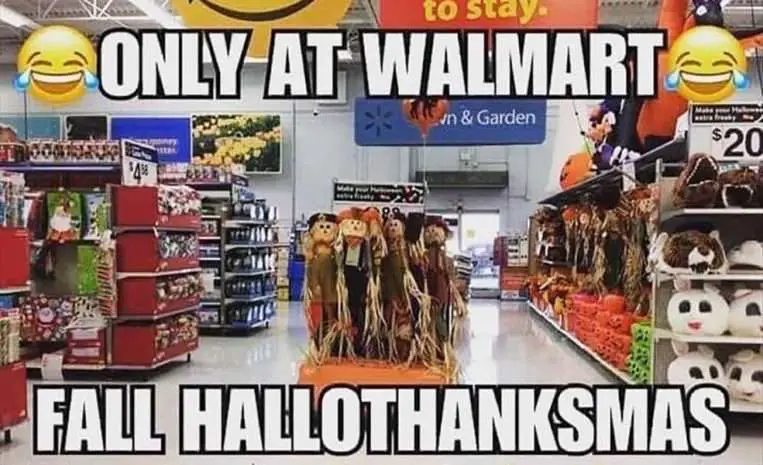 Only at Walmart where Halloween, Christmas and Thanksgiving merge together