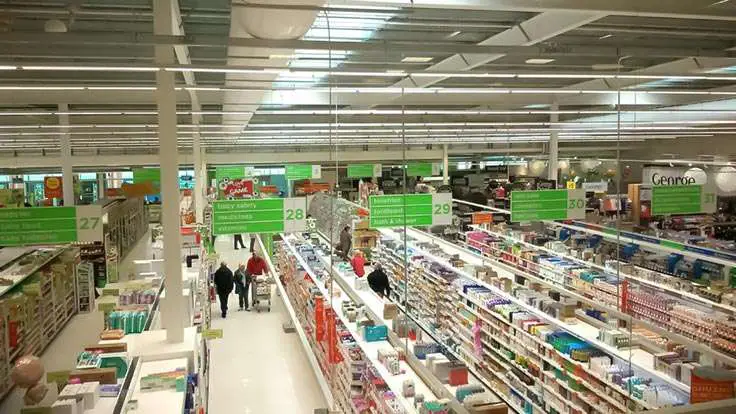 A wide shot of the inside of an ASDA store, used in a section of an article about working at ASDA