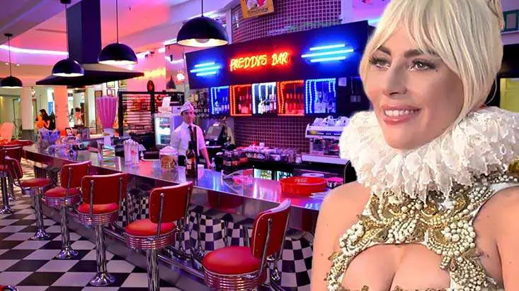 Lady Gaga working at a diner