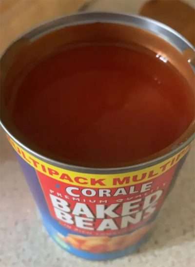 Jar of baked beans with no beans inside